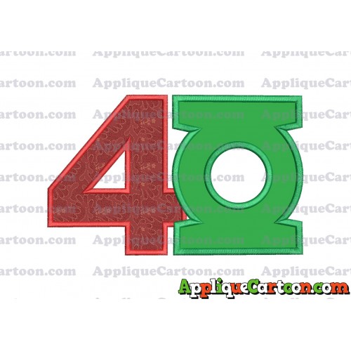 Logo Green Lantern Applique Embroidery Design Birthday Number 4