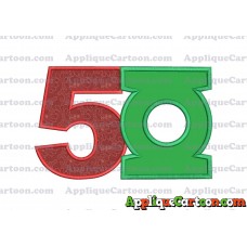 Logo Green Lantern Applique Embroidery Design Birthday Number 5
