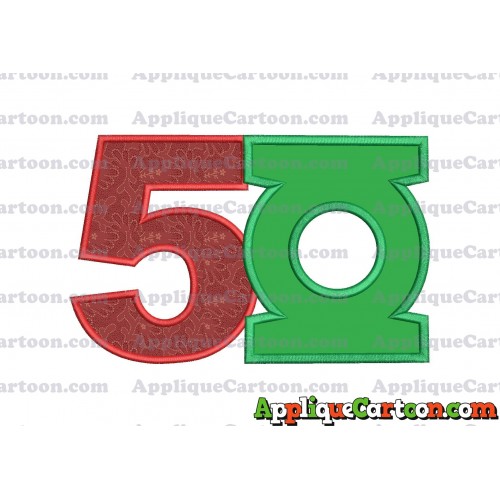 Logo Green Lantern Applique Embroidery Design Birthday Number 5