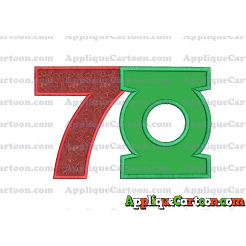 Logo Green Lantern Applique Embroidery Design Birthday Number 7