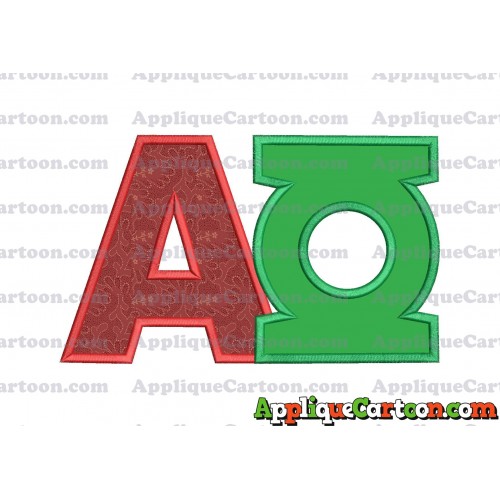 Logo Green Lantern Applique Embroidery Design With Alphabet A