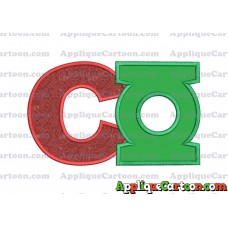 Logo Green Lantern Applique Embroidery Design With Alphabet C