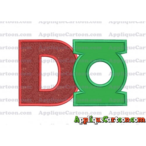Logo Green Lantern Applique Embroidery Design With Alphabet D