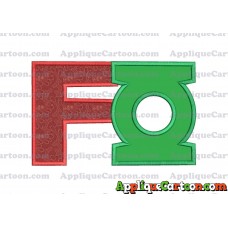 Logo Green Lantern Applique Embroidery Design With Alphabet F