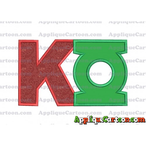 Logo Green Lantern Applique Embroidery Design With Alphabet K