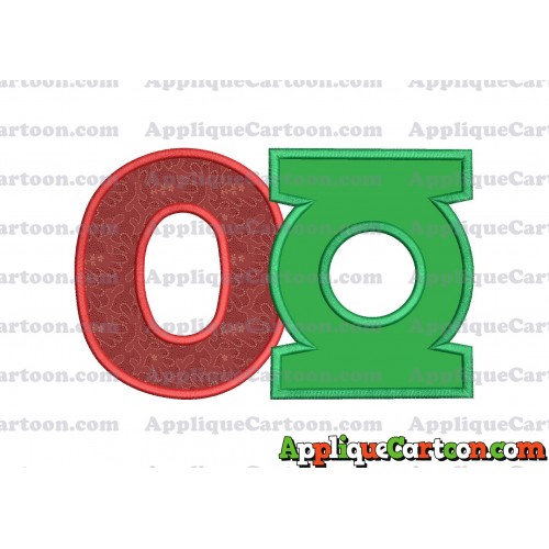 Logo Green Lantern Applique Embroidery Design With Alphabet O
