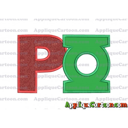 Logo Green Lantern Applique Embroidery Design With Alphabet P