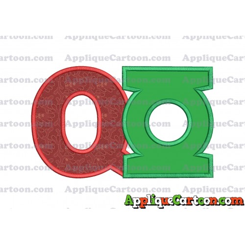 Logo Green Lantern Applique Embroidery Design With Alphabet Q