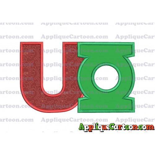 Logo Green Lantern Applique Embroidery Design With Alphabet U