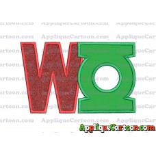 Logo Green Lantern Applique Embroidery Design With Alphabet W
