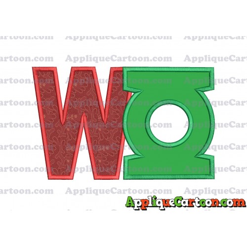 Logo Green Lantern Applique Embroidery Design With Alphabet W