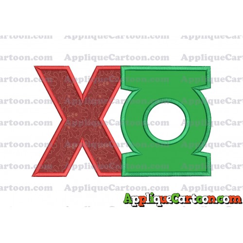 Logo Green Lantern Applique Embroidery Design With Alphabet X
