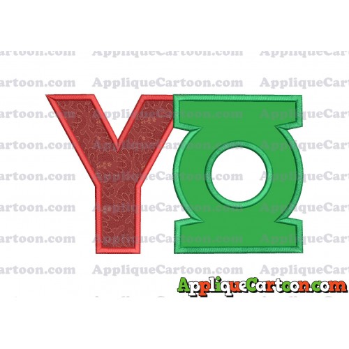 Logo Green Lantern Applique Embroidery Design With Alphabet Y