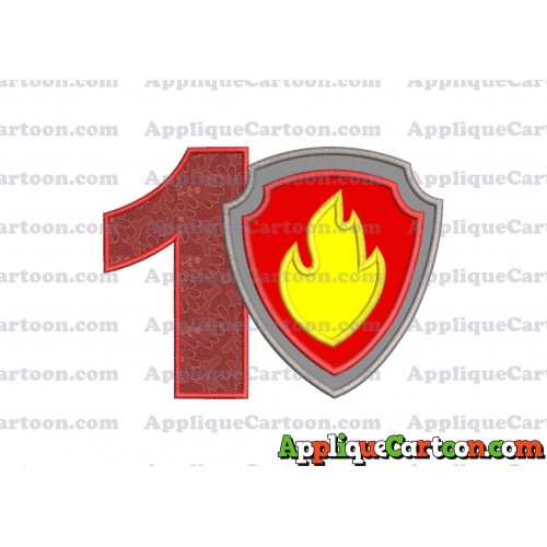 Logo Paw Patrol Applique 01 Embroidery Design Birthday Number 1