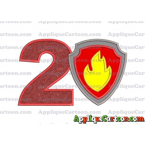 Logo Paw Patrol Applique 01 Embroidery Design Birthday Number 2