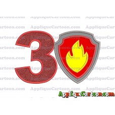Logo Paw Patrol Applique 01 Embroidery Design Birthday Number 3