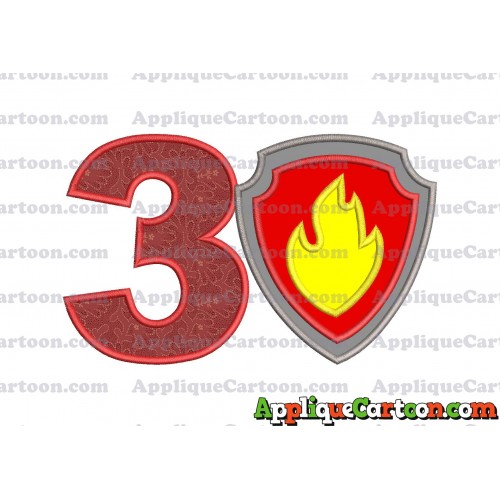 Logo Paw Patrol Applique 01 Embroidery Design Birthday Number 3