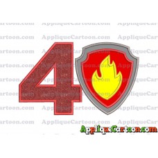 Logo Paw Patrol Applique 01 Embroidery Design Birthday Number 4