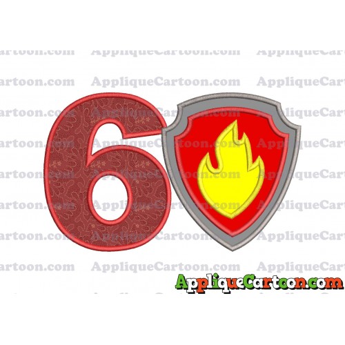 Logo Paw Patrol Applique 01 Embroidery Design Birthday Number 6