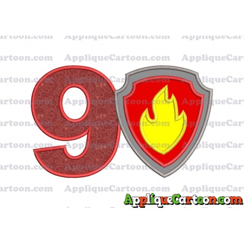 Logo Paw Patrol Applique 01 Embroidery Design Birthday Number 9