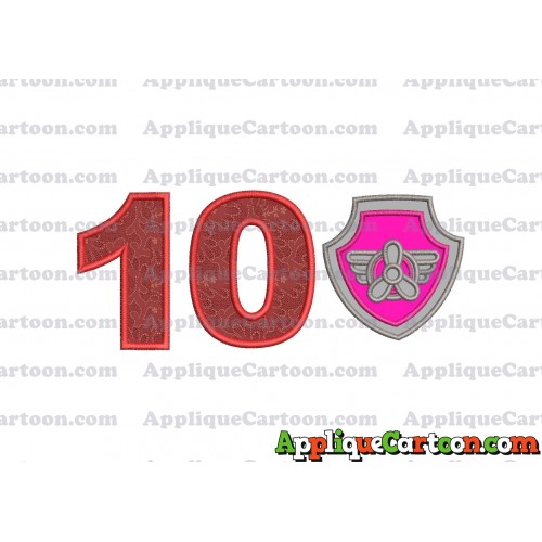 Logo Paw Patrol Applique 02 Embroidery Design Birthday Number 10