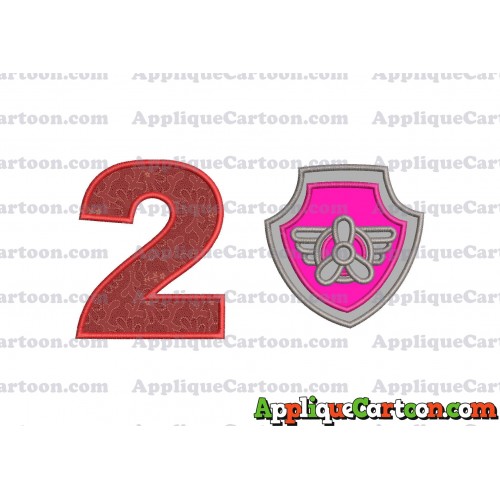 Logo Paw Patrol Applique 02 Embroidery Design Birthday Number 2