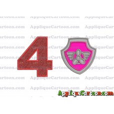 Logo Paw Patrol Applique 02 Embroidery Design Birthday Number 4