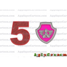 Logo Paw Patrol Applique 02 Embroidery Design Birthday Number 5