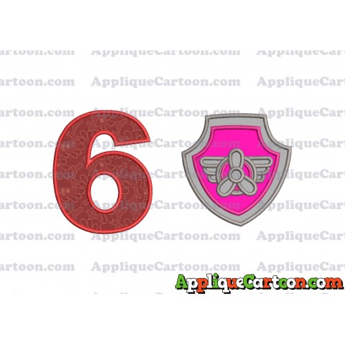 Logo Paw Patrol Applique 02 Embroidery Design Birthday Number 6