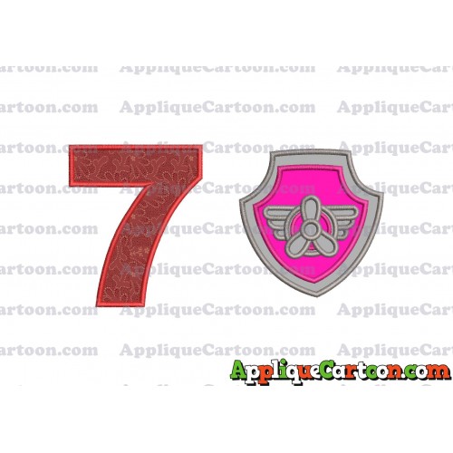 Logo Paw Patrol Applique 02 Embroidery Design Birthday Number 7
