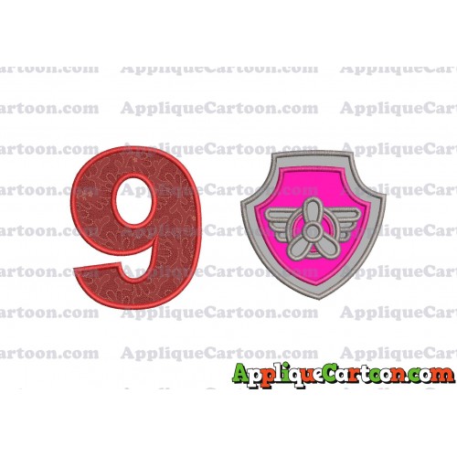 Logo Paw Patrol Applique 02 Embroidery Design Birthday Number 9