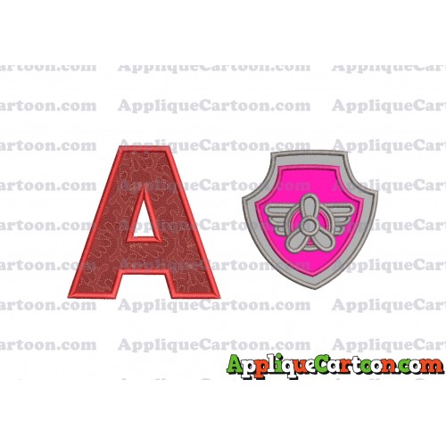Logo Paw Patrol Applique 02 Embroidery Design With Alphabet A