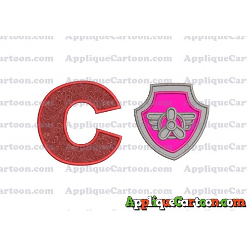 Logo Paw Patrol Applique 02 Embroidery Design With Alphabet C