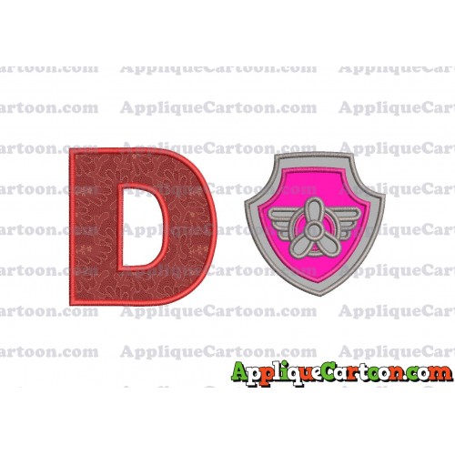 Logo Paw Patrol Applique 02 Embroidery Design With Alphabet D