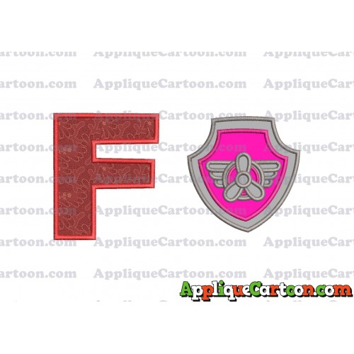 Logo Paw Patrol Applique 02 Embroidery Design With Alphabet F