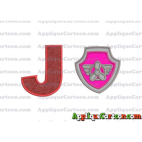 Logo Paw Patrol Applique 02 Embroidery Design With Alphabet J