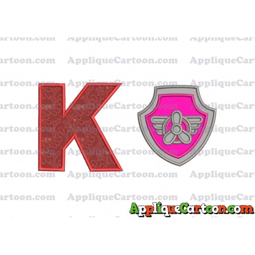 Logo Paw Patrol Applique 02 Embroidery Design With Alphabet K
