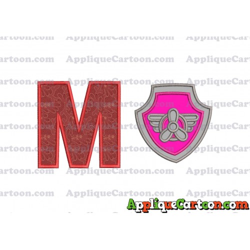 Logo Paw Patrol Applique 02 Embroidery Design With Alphabet M
