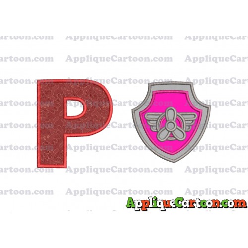Logo Paw Patrol Applique 02 Embroidery Design With Alphabet P