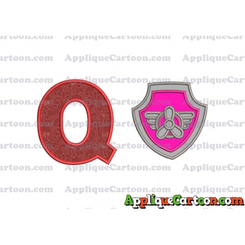 Logo Paw Patrol Applique 02 Embroidery Design With Alphabet Q