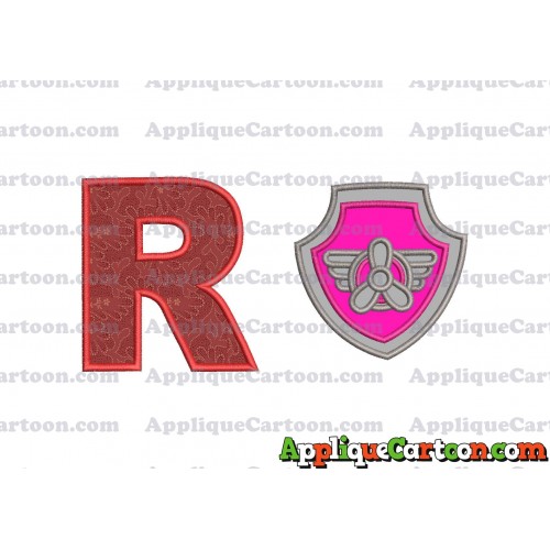 Logo Paw Patrol Applique 02 Embroidery Design With Alphabet R