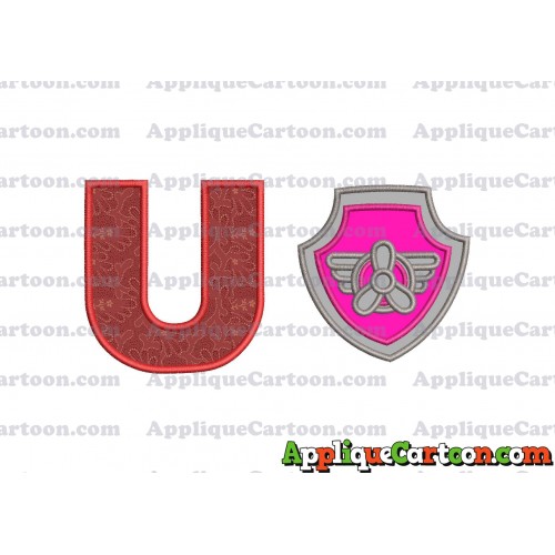 Logo Paw Patrol Applique 02 Embroidery Design With Alphabet U