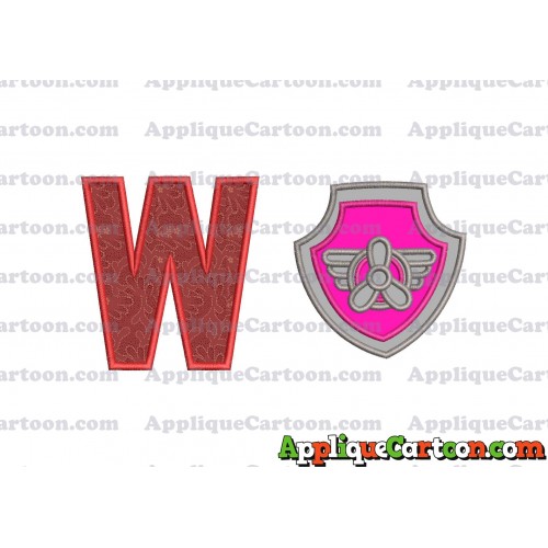 Logo Paw Patrol Applique 02 Embroidery Design With Alphabet W