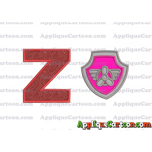 Logo Paw Patrol Applique 02 Embroidery Design With Alphabet Z
