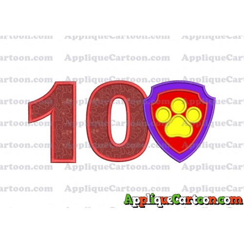 Logo Paw Patrol Applique 03 Embroidery Design Birthday Number 10