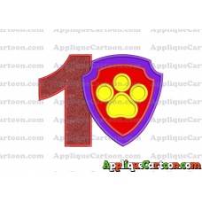 Logo Paw Patrol Applique 03 Embroidery Design Birthday Number 1