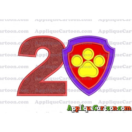 Logo Paw Patrol Applique 03 Embroidery Design Birthday Number 2