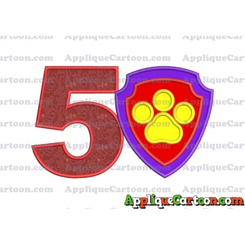 Logo Paw Patrol Applique 03 Embroidery Design Birthday Number 5