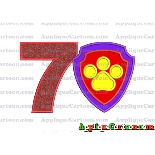 Logo Paw Patrol Applique 03 Embroidery Design Birthday Number 7