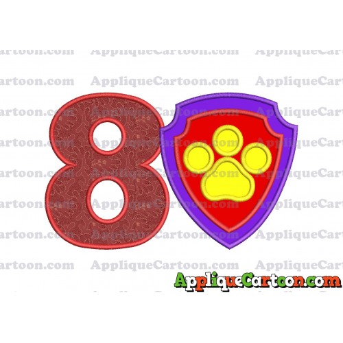 Logo Paw Patrol Applique 03 Embroidery Design Birthday Number 8